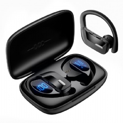 occiam Sport Wireless Earbuds Bluetooth Headphones 80hrs Playtime Deep Bass Ear Buds with Earhook Noise Cancelling Mic Waterproof Earphones for Workout Running Black